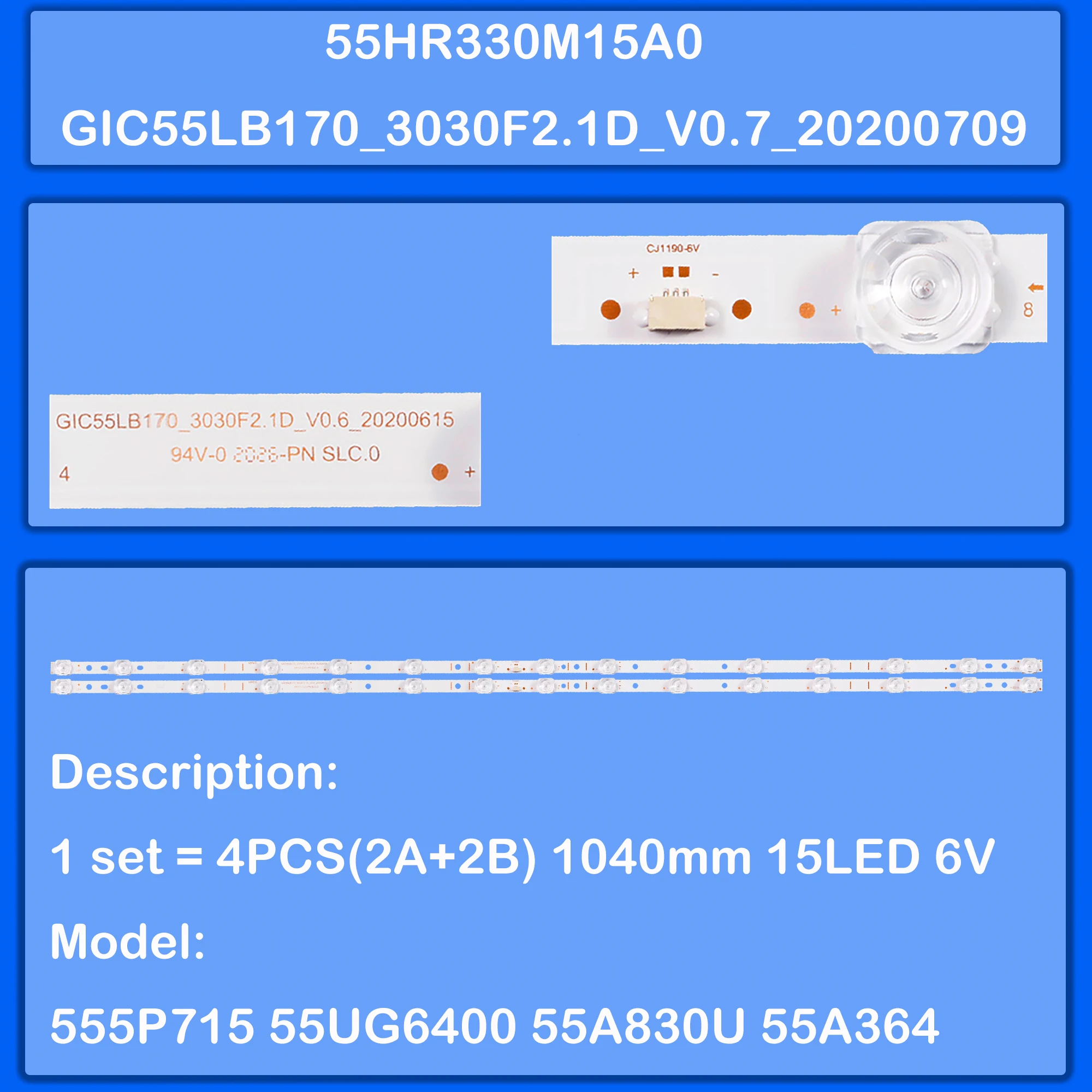 LED BackLight Strip For 55S21 55S434 55S31 55V2-PRO 55F9 55L8 55V6 55V8 55D8 55G62 01-55V8-D15-1912221V4 55K61 55A441 55A547