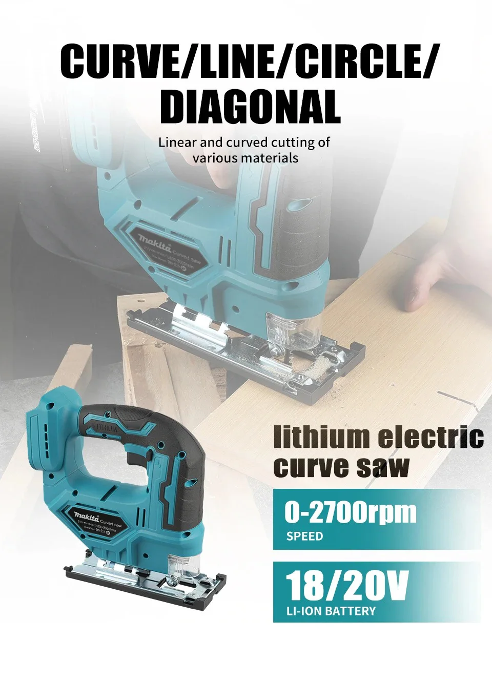 

Аккумуляторный лобзик Makita DJV182Z с рукояткой-тубусом - аккумулятор в комплект не входит