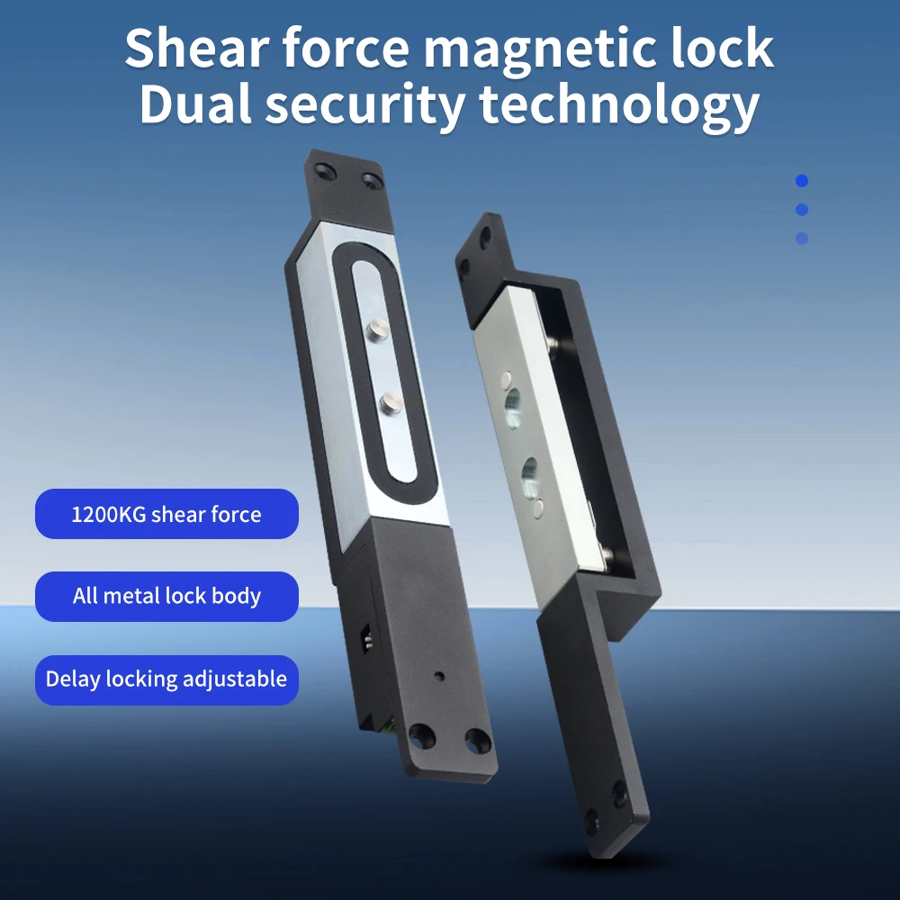 12/24V Magnetic Shear Lock 1200Kg Smart Electric Lock Door Access Control System NO NC COM Door Contact Signal Output Time Delay