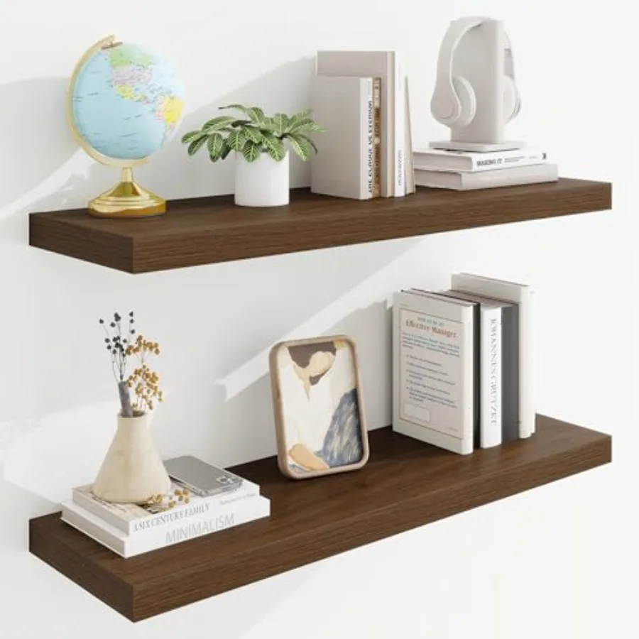 

32in Floating Shelves for Wall 32"W x 9.25"D x 1.25"H 2 Pack Long Wall Mounted Engineered Wood Shelves with Invisible Brackets
