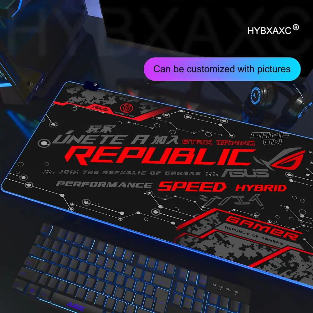 R_republic of G_gamers RGB Gaming Mouse Pad LED Large Gamer Mousepads Computer Keyboard Mat Luminous Desk Mat Backlit