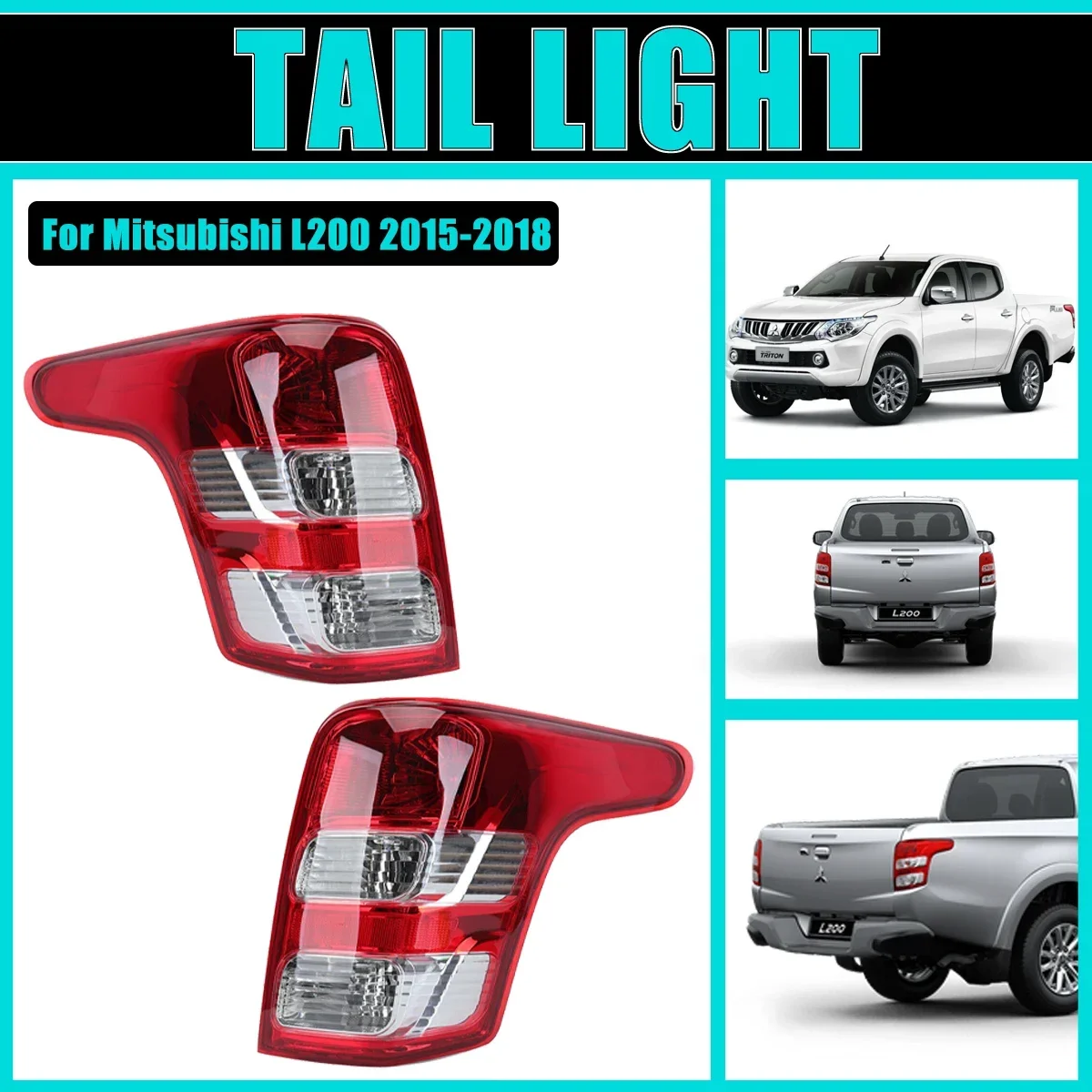 

Pair Tail Light Assembly For Mitsubishi L200 2015-2018 2016 TRITON 2x Rear lamp Taillight Brake Bumper Stop Fog Car Accessories