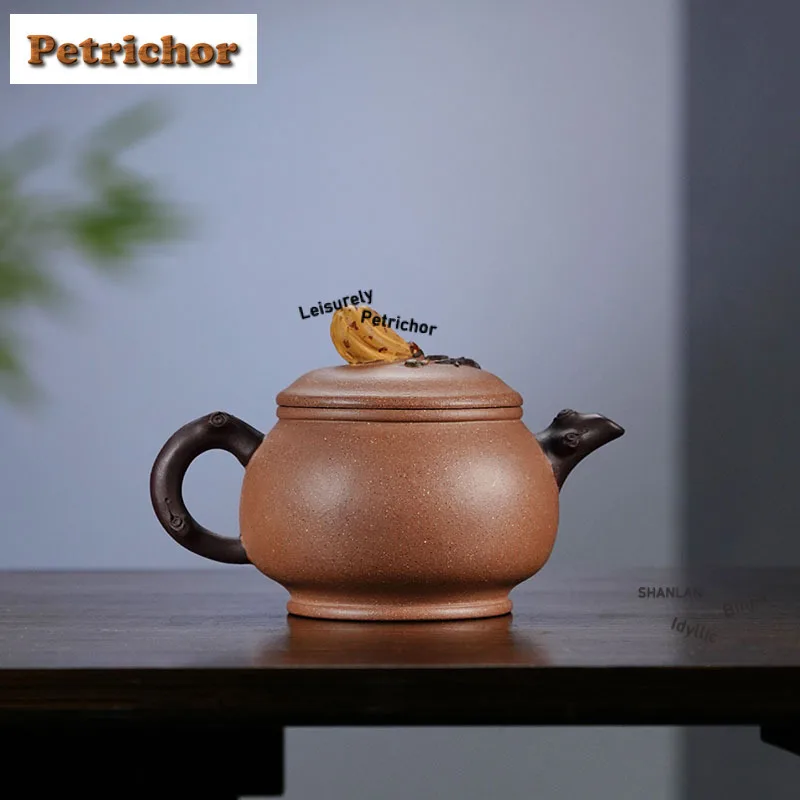200ml Aesthetic Yixing Purple Clay Teapots Handmade Chayote Pot Raw Ore Section Mud Kettle With Infuser Zisha Tea Set Teaware