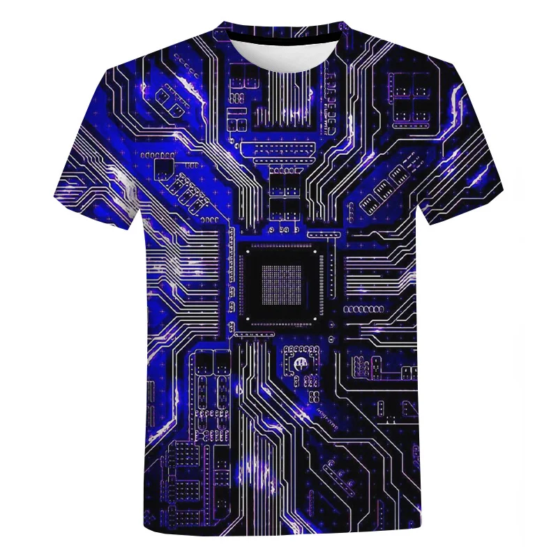 New Circuit Board Graphic T-Shirts Electronic Chip 3D Print Men\'s Woman Short Sleeve T Shirt Harajuku Tops Tees Unisex Clothing