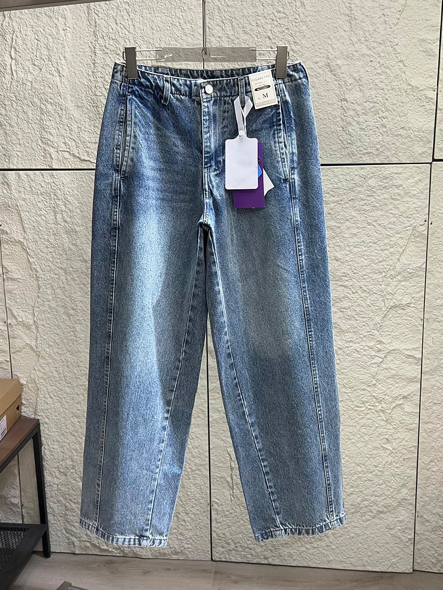 

New Men's Retro Japanese Style Casual Straight Leg Jeans Heavy Duty Washed Cotton Youth Fashion Comfortable Fit Straight Jeans