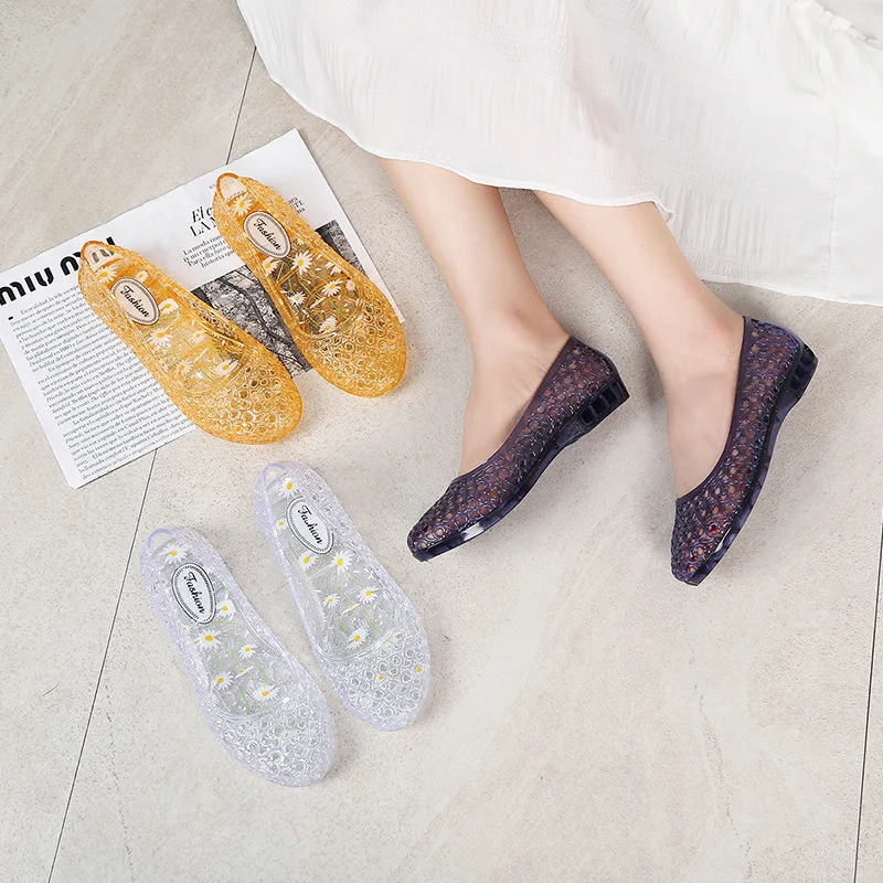 Ladies Sandals Sequin Flat Ladies Sandals Ladies Beach Jelly Shoes Women Shoes Sandalias De Mujer Clear Flat Sandals