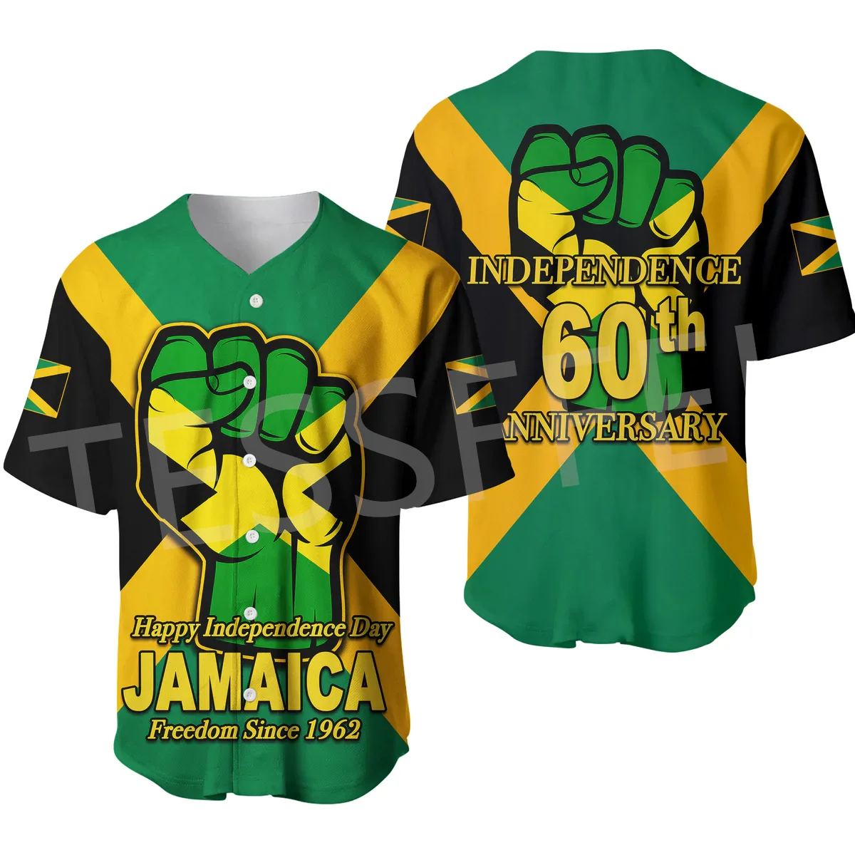 2022 Africa Country Reggae Jamaica Lion Tattoo Colorful Retro 3DPrint Summer Harajuku Baseball Jersey Shirts Short Sleeve X1