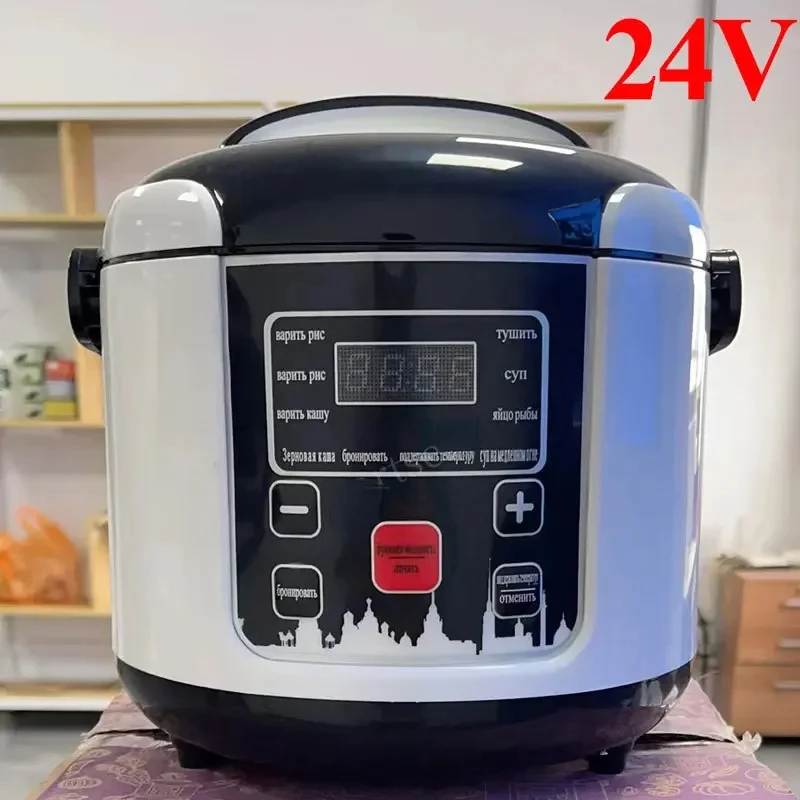 2024 24V Mini Rice Cooker Car Truck Soup Porridge Cooking Machine Food Steamer Heating Lunch Box Meal Heater Warmer 2L