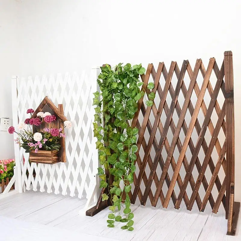 Expanding Fence Decorative Anticorrosion Wooden Fence Plant Climb Trellis Pet Safety Fence For Patio Garden Lawn Decoration