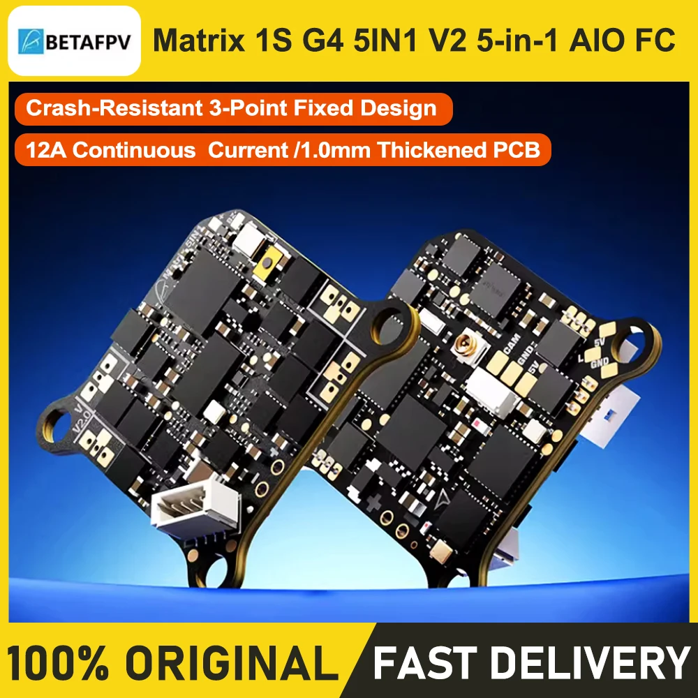 BETAFPV Matrix 1S 5in1 Flight Controller 12A Gold-Plated Brushless ESC AIO with 5.8G 400mW VTX for FPV Air Series Drones