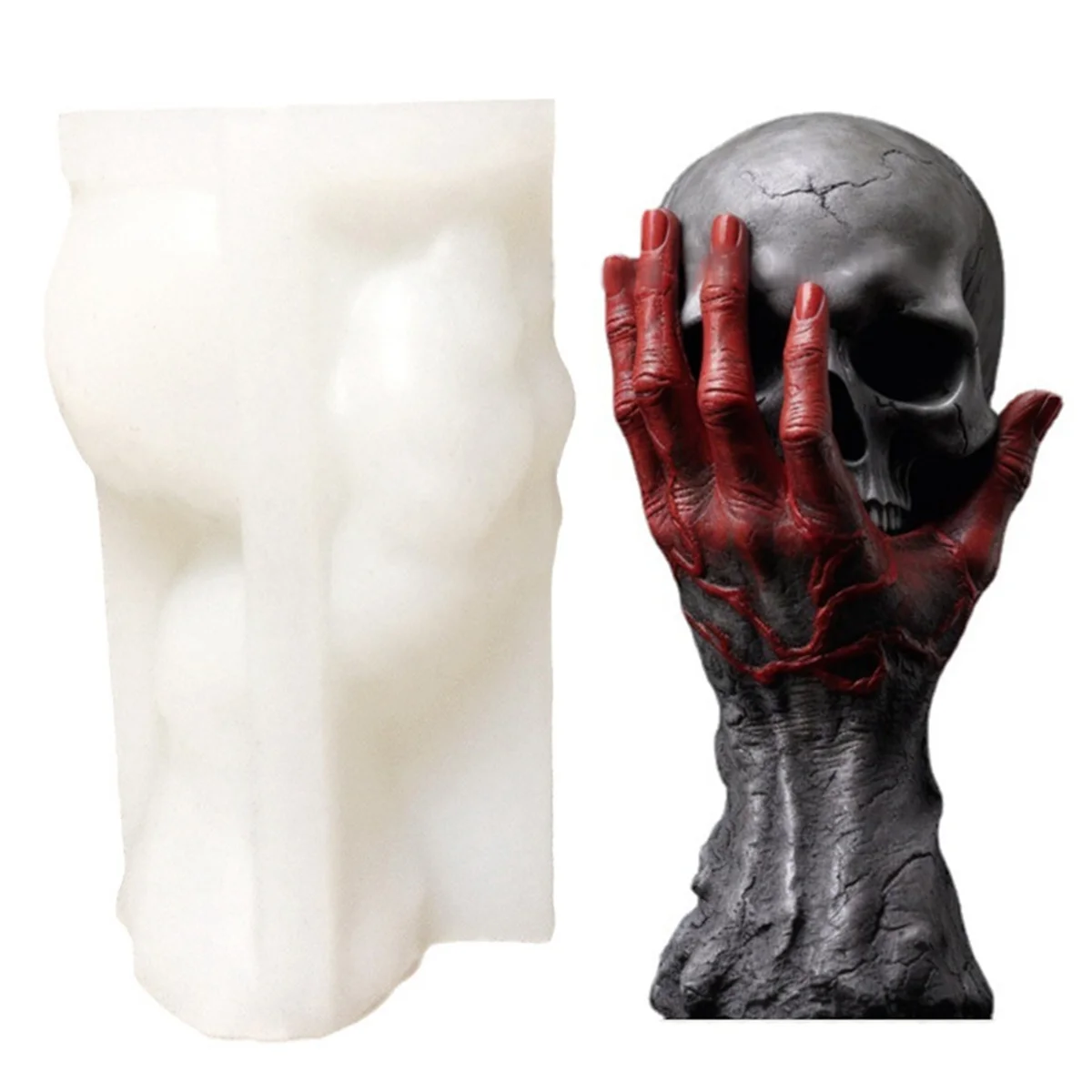 Molde De Vela De Crânio De Silicone, Decoração De Halloween, Artesanato De Gesso, Ferramentas De Fabricação De Resina, Bloco De Gelo De Sabão DIY, Molde De Cozimento