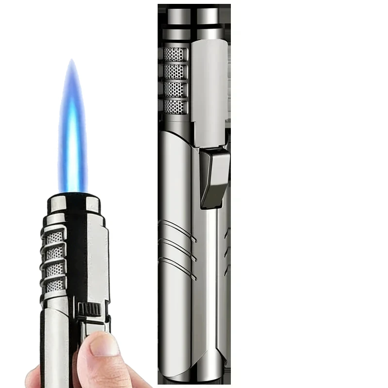 1800℃ High Temperature Butane Torch Lighter, Metal Windproof Blue Jet Flame Spray Gun, Professional Welding & Gold Melting Tool