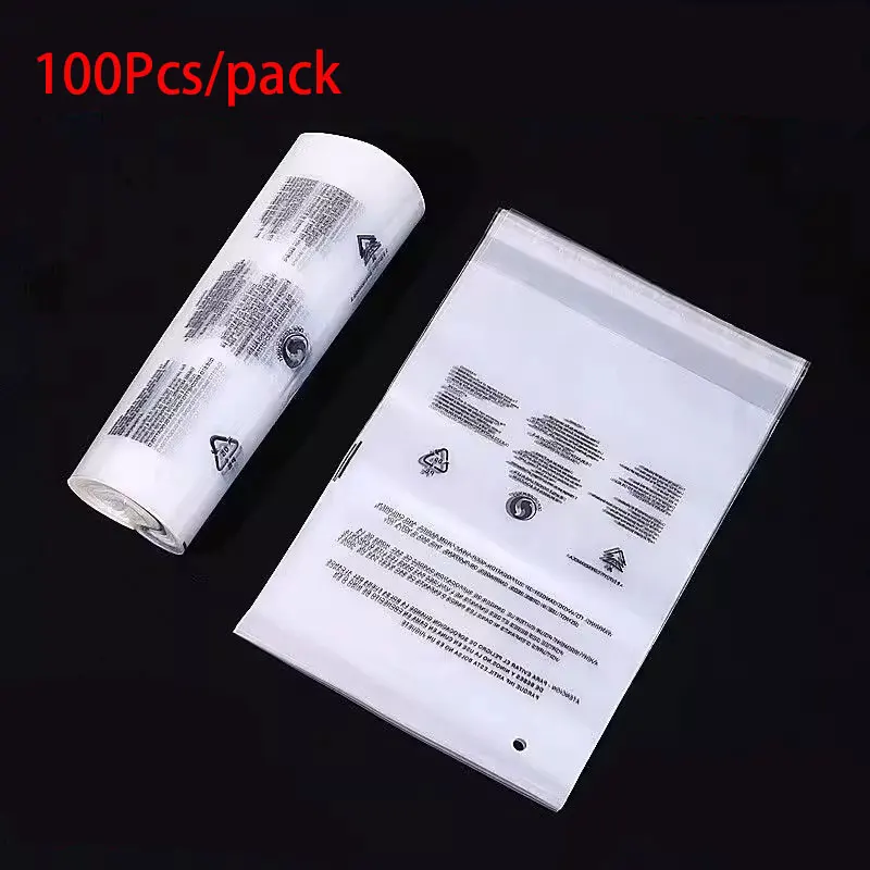 

Bainfe PE Self-adhesive Bags 100Pcs Anti Suffocation English Warning Transparent Plastic Bags Sealed Clear Reusable Clothing Bag