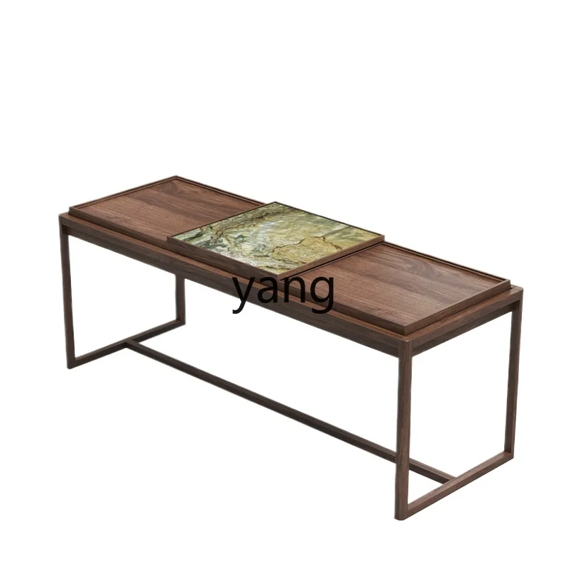 

LMM black walnut with storage function small apartment household simple balcony tea table and chair combination