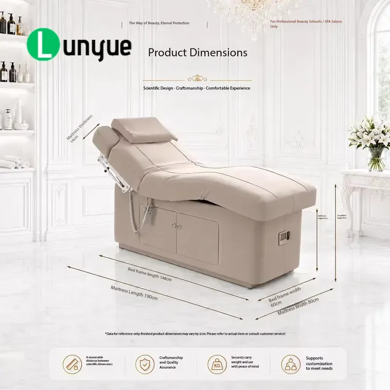 Luxury Beige Electric Massage Bed 1/2 Motor Beauty Table Chair Facial Spa Furniture for Professional Use Comfortable
