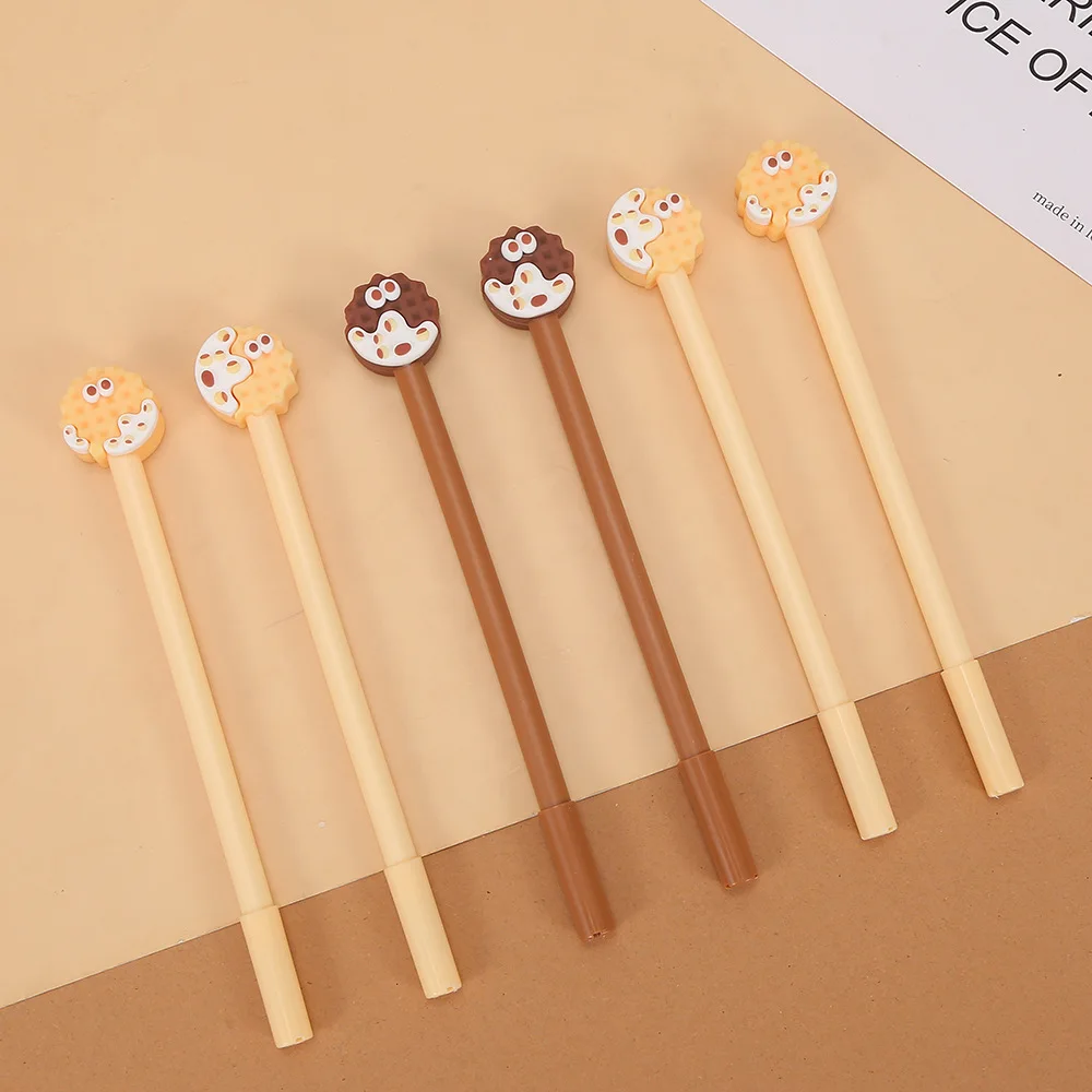 36PCS Zhongfan's New Cream Waffle Biscuit Bread Silicone Three-dimensional Cute Neutral Pen Creative Design Signature Pen