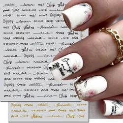 3d Nail Art Decals Black Gold Silver White English ABC Letters Words Adhesive Sliders Nail Stickers Decoration For Nail Manicure
