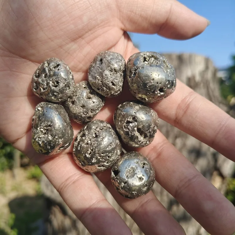 Natural Polished Pyrite Crystal Tumble Stones an Ideal Choice for Holiday Gifts And Collectibles, Perfect for Desktop Decoration