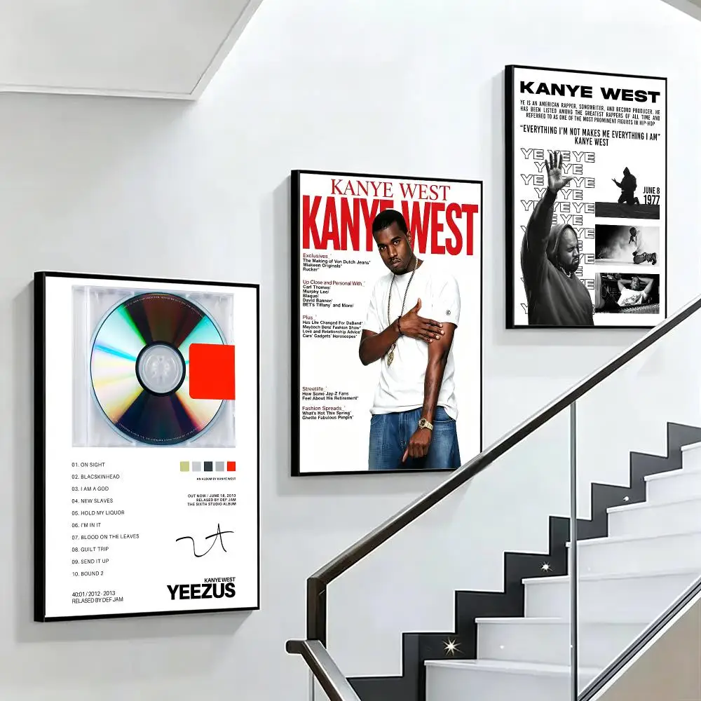 music Kanye West Poster HD poster black and white simple home decoration suitable for living room bedroom corridor and gift