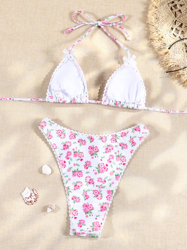 Rinabe Print Bikinis Sexy Bikini Set Bandage Swimsuit Pink Bathing Suits Summer 2024 Female Biquini