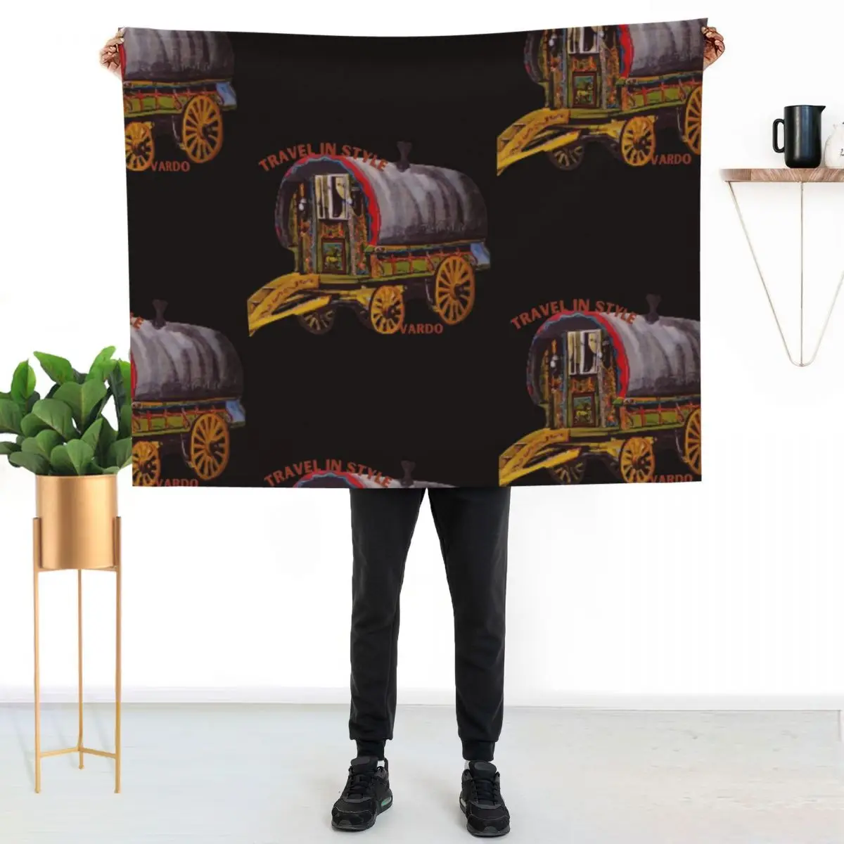 

romany gypsy,traveller vardo bowtop caravan Throw Blanket Plush Fuzzy Cozy Blanket for Couch Sofa