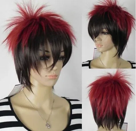 Model baru Wig Cosplay lurus Unisex, Wig penuh, Cosplay lurus, banyak warna, campuran, merah zamrud, hitam, mode baru