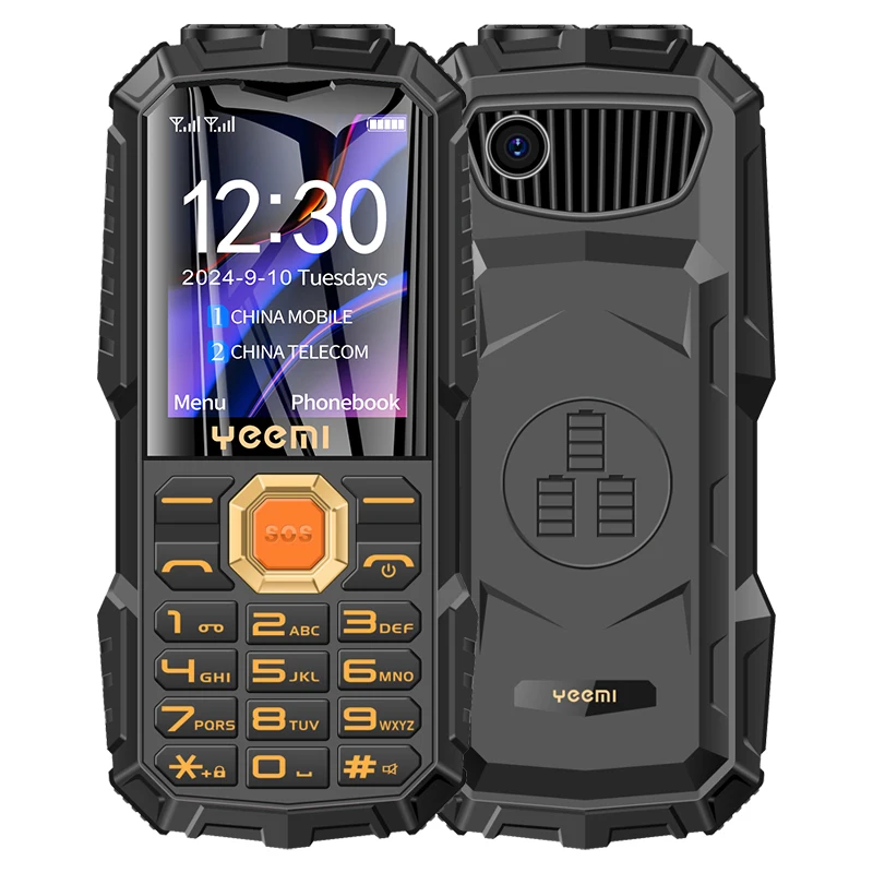 YeeMI-Téléphone portable robuste et étanche Q7 + 4G, grand haut-parleur 1.77 ", lumière LED, batterie externe 16800mAh, téléphone portable SOS