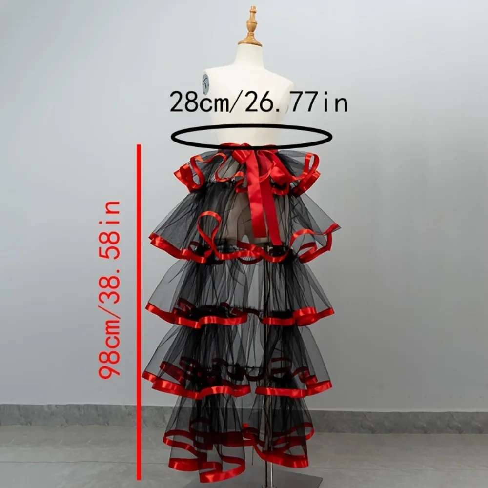 Halloween Stage Performance Game Dress Up Tie Up Cake Puffy Skirt Elastic Half Page Skirt One Size Fits All Waist Boneless Skirt