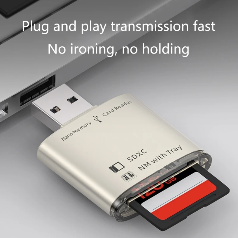 Compact USB2.0/USB3.0 to NM Card Reader Supports Various Memory Cards, Quick File Access Supports up to 2TB Memory Dropship