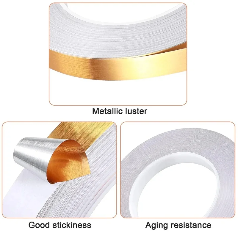 1/2pcs Self-Adhesive Tile Beauty Seam Sticker Tape Width Waterproof Gold Foil Lines Floor Wall Gap  Decor Seal Strip Tape