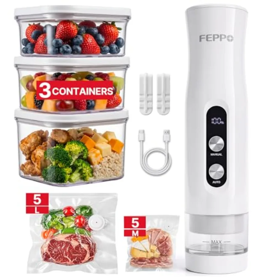 

Compact vacuum sealer for kitchen use ABS plastic black anti-overflow design with auto/manual modes travel lock and easy-clean