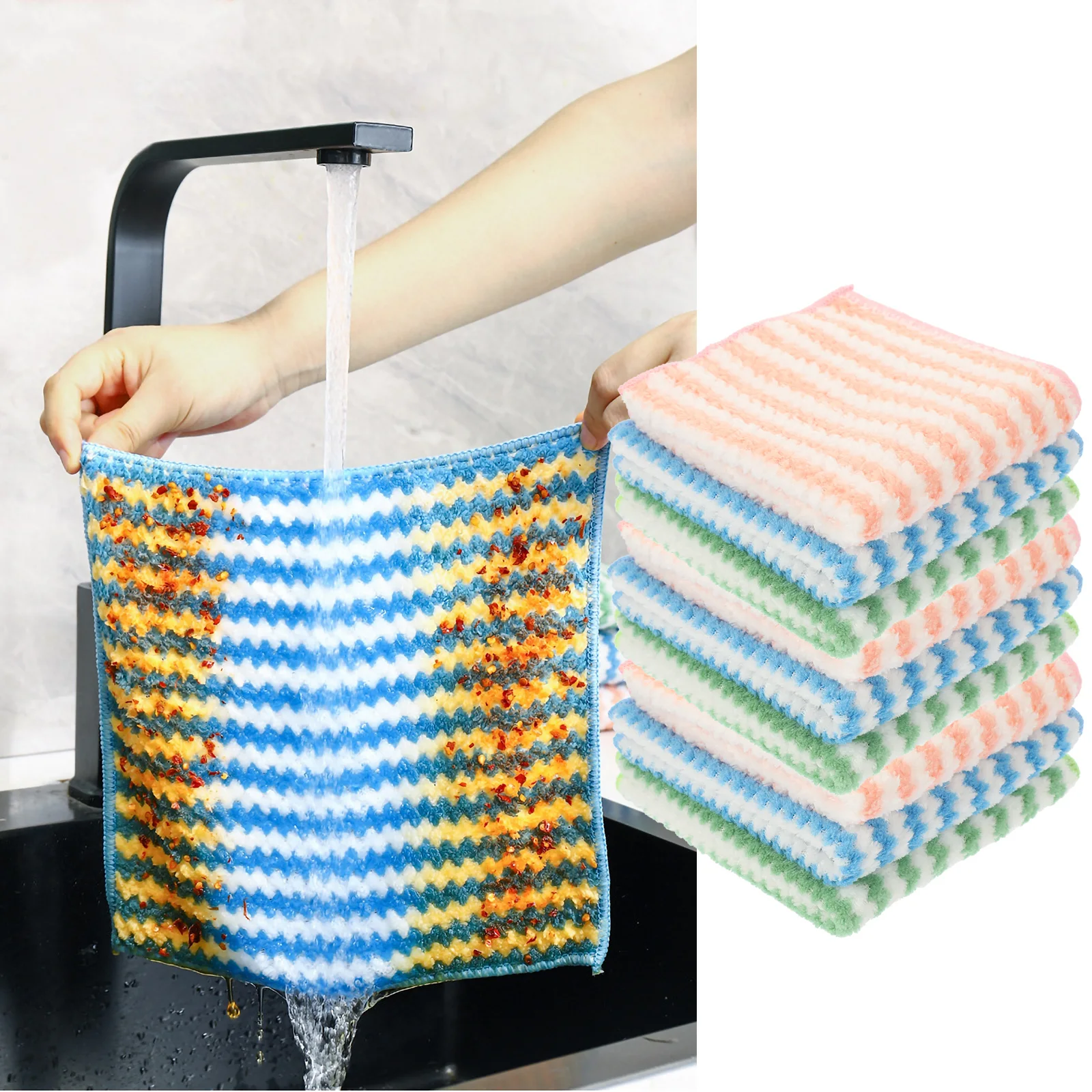 

Premium Absorbent Microfiber Dishcloths Kitchen Water Absorbent Washable Wear Resistant Soft Skin Friendly Multi