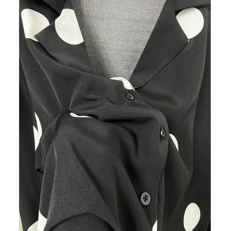 PLAZSON Polka Dot Women\'s Shirt Elegant Lapel Button-up Blouse Long Sleeve Summer Tops Vintage Casual Female Clothing рубашка