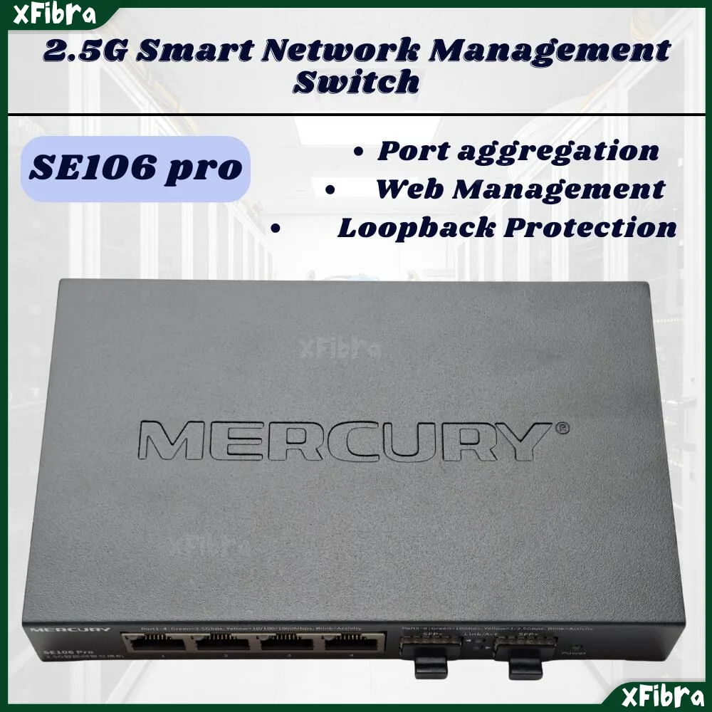 

MERCURY SE106Pro intelligent network management 2.5G switch with 4 ports, 2.5G + 20,000 Mega optical Ethernet