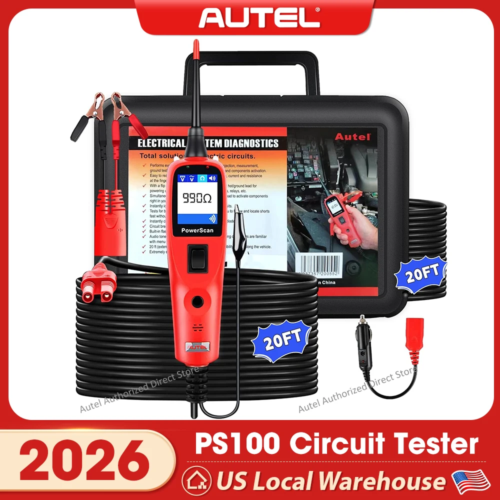 

Autel PowerScan PS100 Power Circuit Probe Tools, Automotive Circuit Tester, 12V 24V Automotive Electrical Tester with 40ft Cable