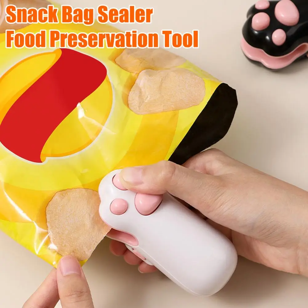 Bag Sealer Mini Cat Paw Bag Sealer With Cutter USB Rechargeable Snacks Food Vacuum Bag Heat Sealing Machine Resealer Opener