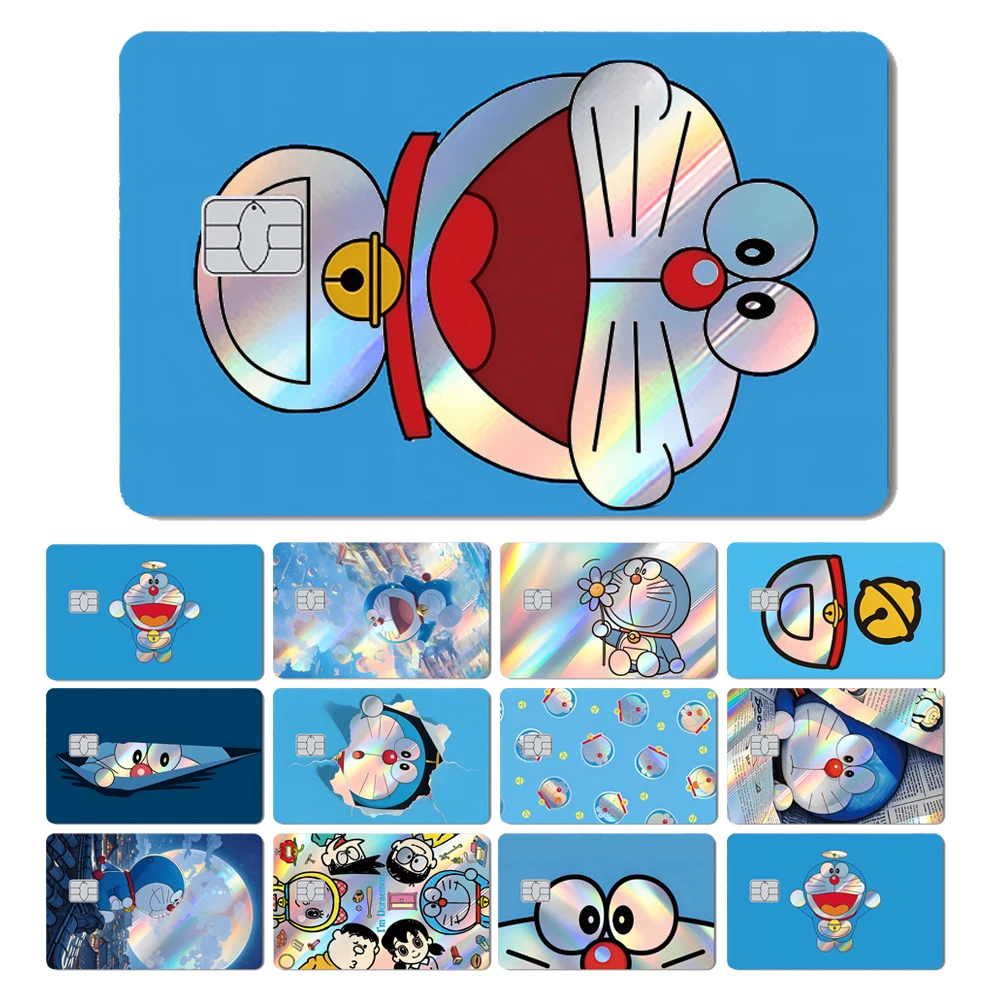 Tubarão mágico bonito doraemon dos desenhos animados holográfico laser brilhante de débito cartão de crédito adesivo filme pele