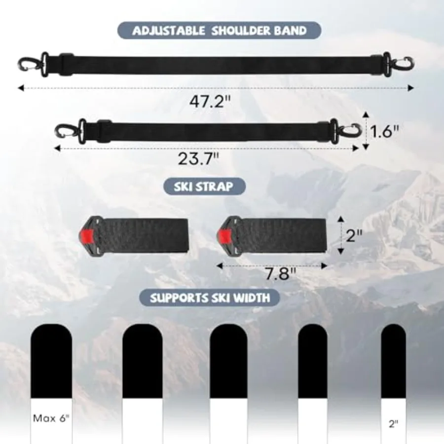 حزام التزلج وحامل القطب 2 حزمة أشرطة حاملة التزلج أقطاب وأشرطة التزلج التمهيد تجنب النضال ونقل جهد Y
