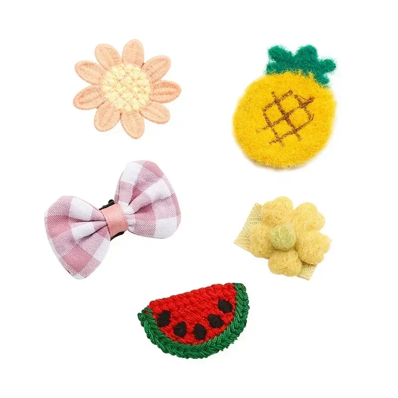 5pcs/lot Cut Baby Hair Clips for Girls Baby Flower Fruit Animal Modelling Hair Clips Kids Headwear Bowknot Snap Hair Clamp Pins