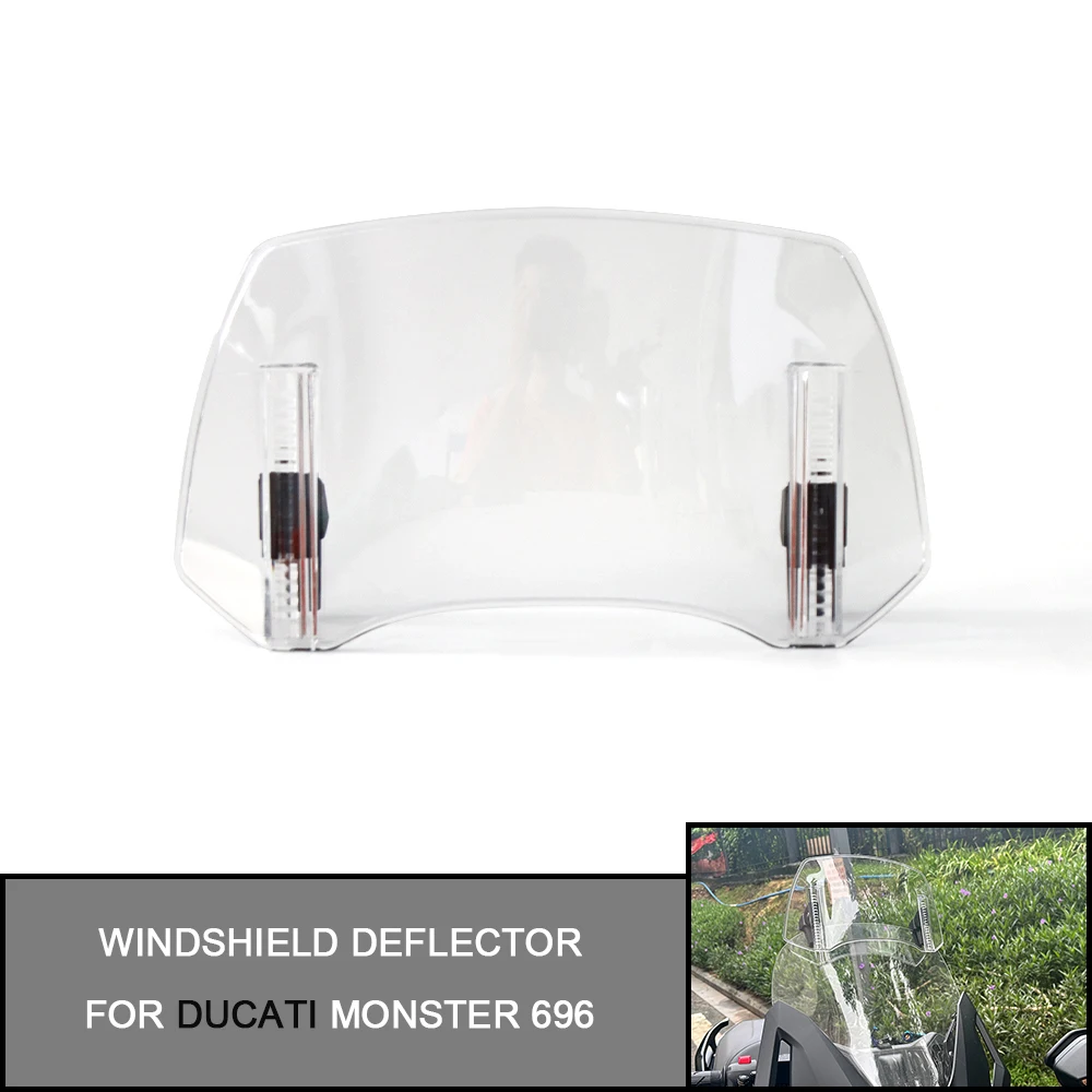 For Ducati monster 696  Heighten Windshield Windscreen Motorcycle Universal Windshield Extension Adjustable Spoiler Clamp-On