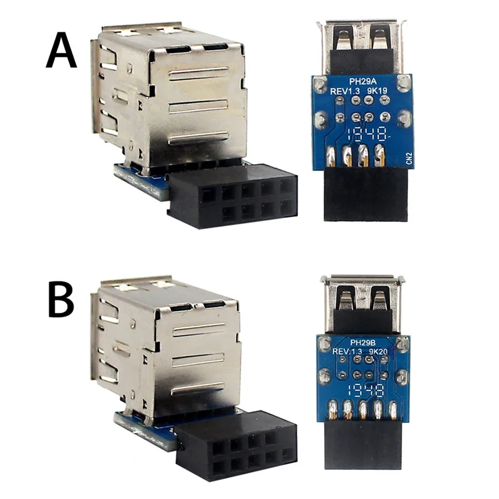 

1/2/3/5 шт. 9-контактный/10-контактный разъем материнской платы на 2 порта USB 2.0 Type-A гнездовой адаптер конвертер печатной платы внутренний компьютерный разъем