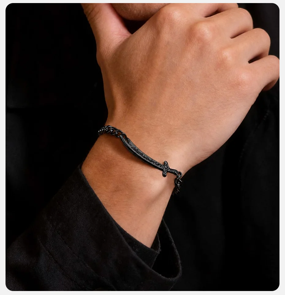 Vnox Zulfiqar Schwert-Armband für Männer, Edelstahl Islamisch Muslimisch Arabisch Verstellbare Kette Armband Religiöser Schmuck Geschenk – Detail 3