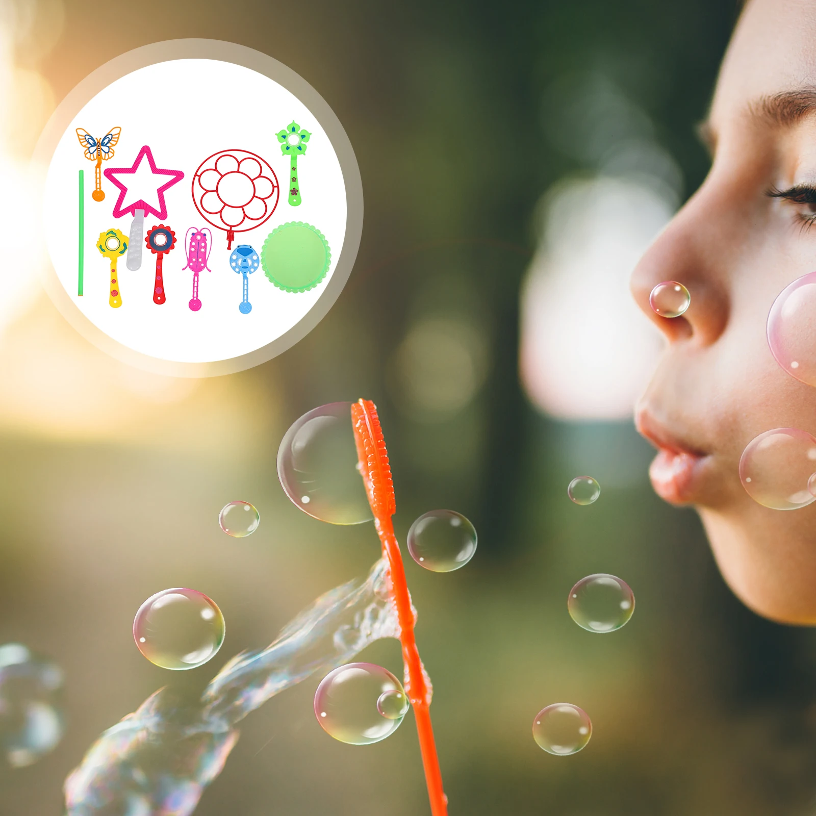 

9pcs Colorful Large Bubble Wands Set Outdoor Activity Safe Blow For Kids Adults Lightweight Party Favors Gift Bubbles