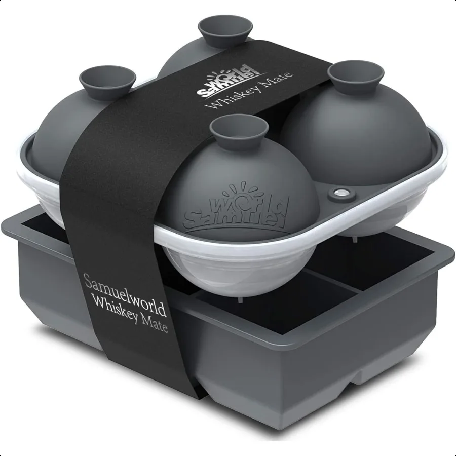 

Large Silicone Premium Ice Trays 2Pack Combo 2 Inches Big Cubes 2.5 Inches Sphere Ice Molds BPA Free Craft Ice Maker for Giftin