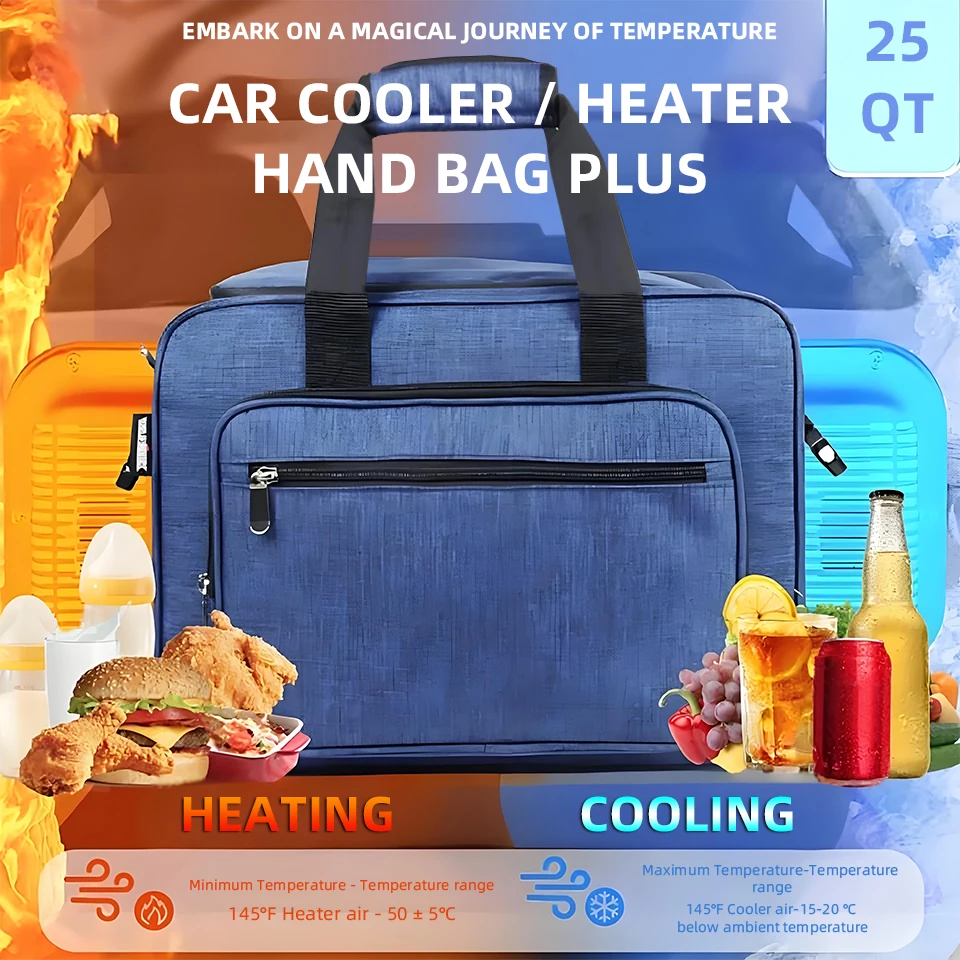 25L Portable Car Cooling & Heating Refrigerator Semiconductor Foldable Insulated Cooler Warmer Bag for Car Home Picnic Camping
