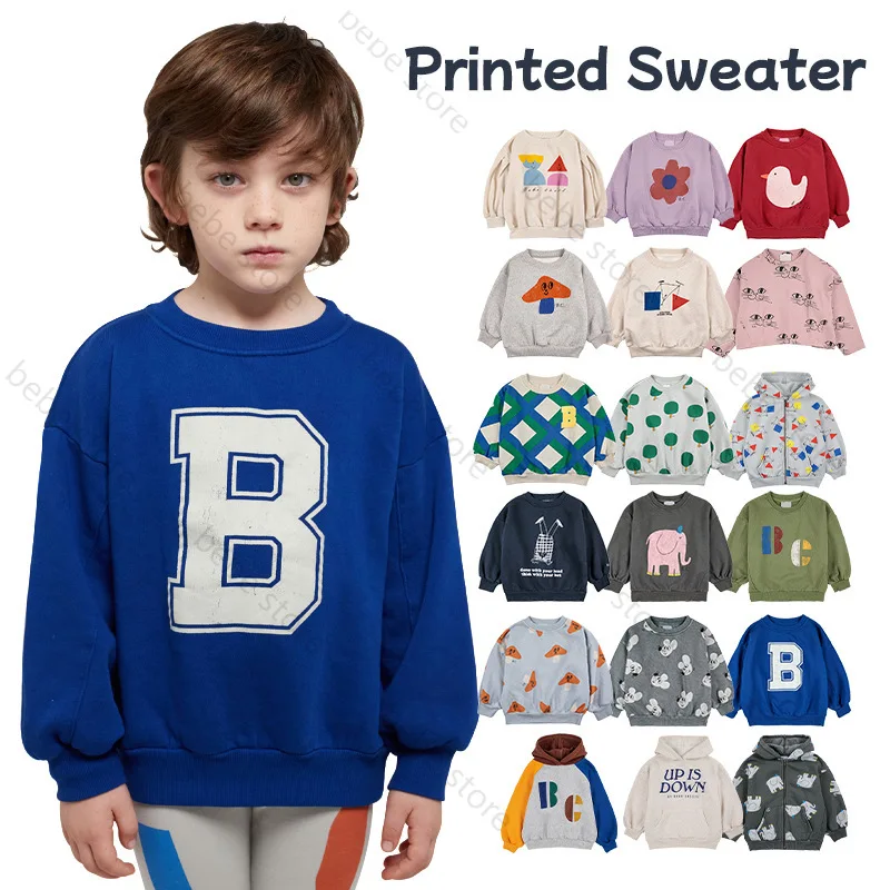 

Children's Sweater 2023ins Autumn/Winter BC New Product Boys and Girls' Colorful Cartoon Pattern Plushed Warm Hooded Sweater