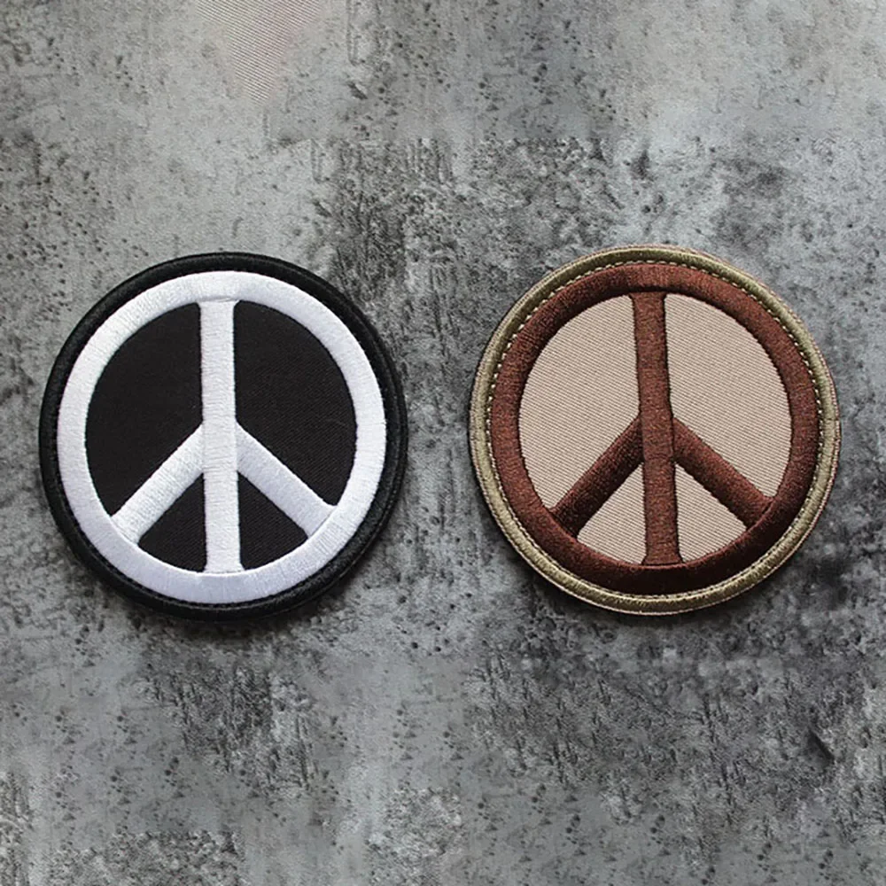 Anti War Morale Badges on Backpack Decorative Sticker Peace Sign Tactical Armband Embroidered Hook&Loop Patches for Clothing