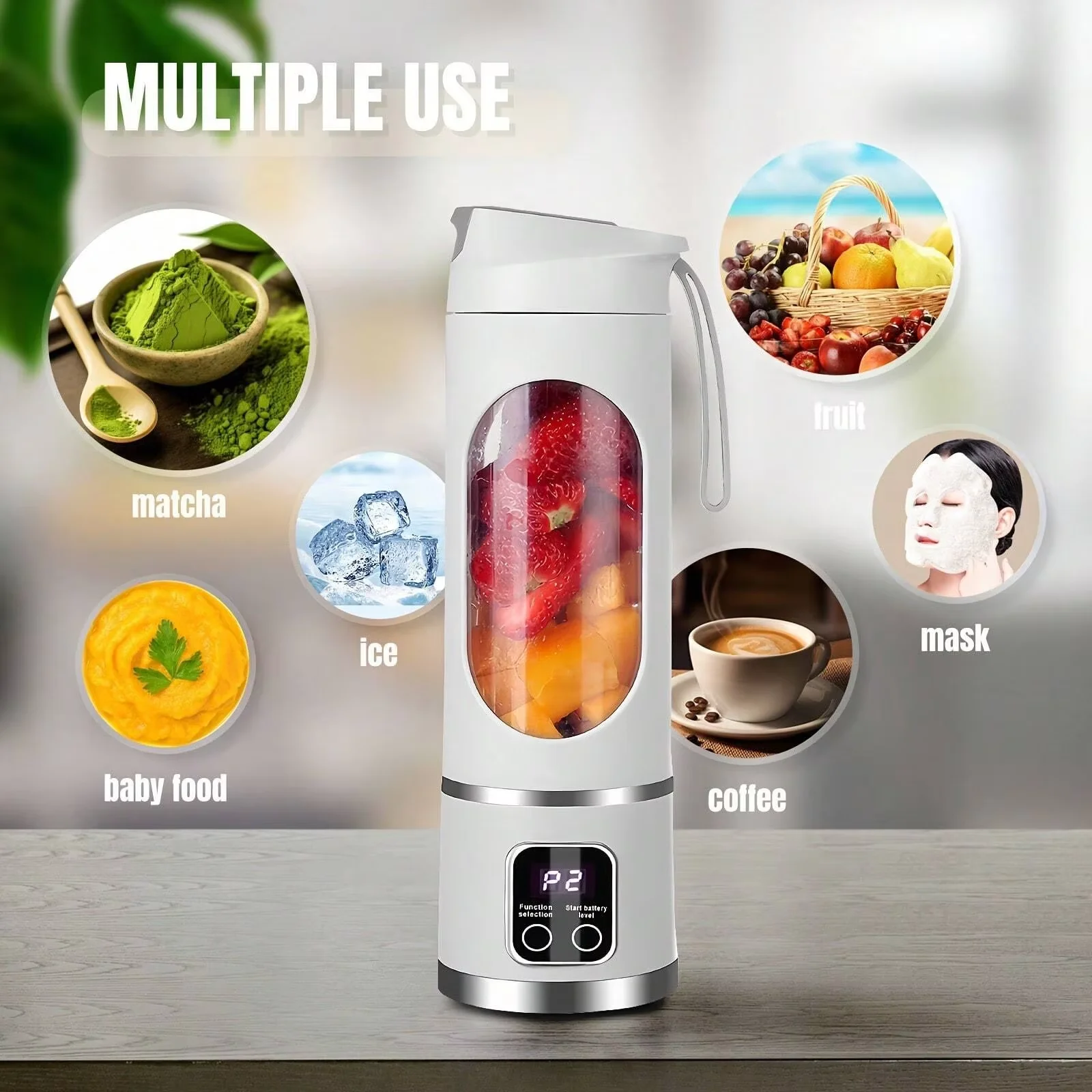 New Small Portable Electric Juicer 8/12-Blade Fast Mixing Digital Display Design 1500mAh Battery Indoor Outdoor Sport Juice Cup