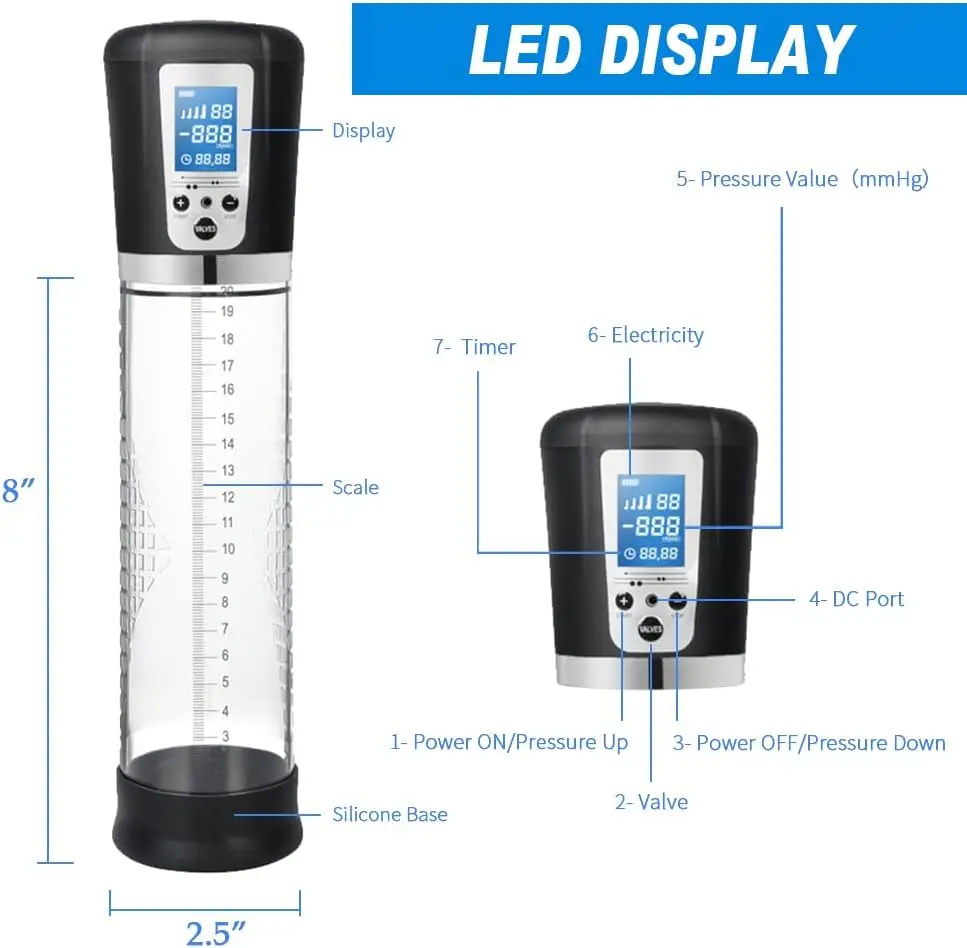 Male Penis Pump Sex Toys, Automatic Enlargers & Extend Pump with LED Display, Adult Toys for Men Penis Entender Erection Pumps - view 3
