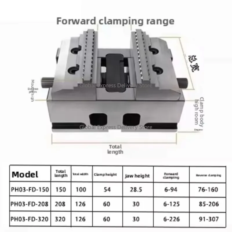 Self-Centering Double-Sided Alignment Clamp Vise with Quick-Change Fixture Interface Bearing Core Reversible Jaw Installation